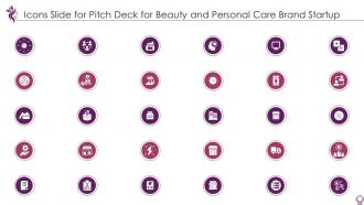 Icons slide for pitch deck for beauty and personal care brand startup