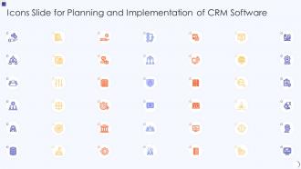 Icons Slide For Planning And Implementation Of Crm Software
