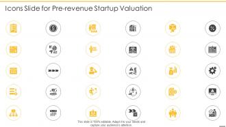 Icons slide for pre revenue startup valuation