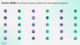 Icons Slide For Private Money Lenders For Real Estate Proposal Ppt Microsoft