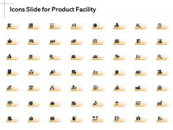 Icons slide for product facility ppt powerpoint presentation pictures clipart
