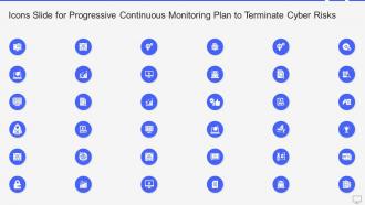 Icons slide for progressive continuous monitoring plan to terminate cyber risks