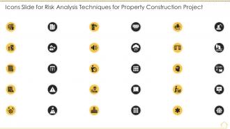 Icons slide for risk analysis techniques for property construction project