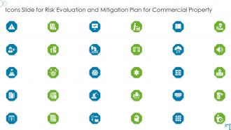 Icons Slide For Risk Evaluation And Mitigation Plan For Commercial Property