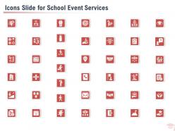 Icons slide for school event services ppt powerpoint presentation slides template