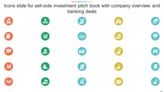 Icons Slide For Sell Side Investment Pitch Book With Company Overview And Banking Deals