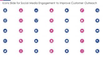 Icons Slide For Social Media Engagement To Improve Customer Outreach