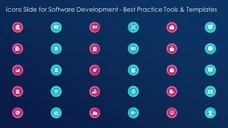 Icons slide for software development best practice tools and templates