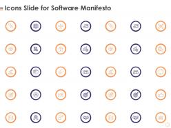 Icons slide for software manifesto ppt powerpoint presentation file infographics