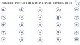 Icons Slide For Software Products And Services Company Profile Ppt Slides Background Images