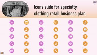 Icons Slide For Specialty Clothing Retail Business Plan Ppt Professional BP SS