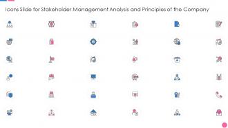 Icons Slide For Stakeholder Management Analysis And Principles Of The Company