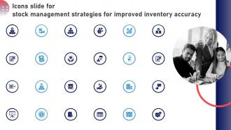 Icons Slide For Stock Management Strategies For Improved Inventory Accuracy