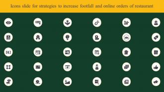 Icons Slide For Strategies To Increase Footfall And Online Orders Of Restaurant