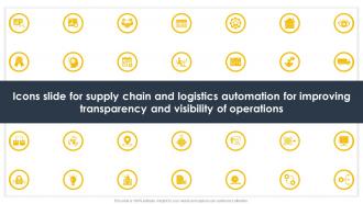 Icons Slide For Supply Chain And Improving Transparency And Visibility Of Operations