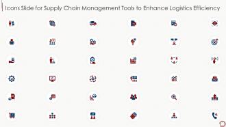 Icons slide for supply chain management tools to enhance logistics efficiency