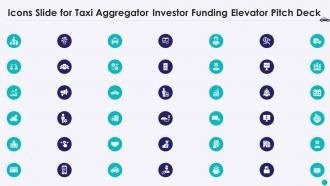 Icons slide for taxi aggregator investor funding elevator pitch deck
