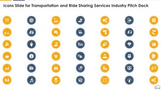 Icons slide for transportation and ride sharing services industry pitch deck