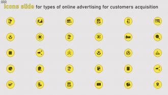 Icons Slide For Types Of Online Advertising For Customers Acquisition
