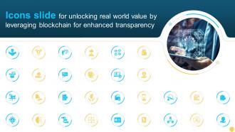 Icons Slide For Unlocking Real World Value By Leveraging Blockchain For Enhanced Transparency BCT SS