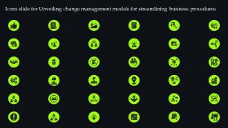 Icons Slide For Unveiling Change Management For Streamlining Business Procedures CM SS