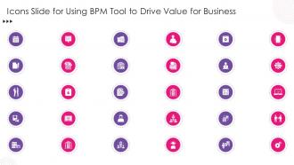 Icons Slide For Using Bpm Tool To Drive Value For Business Ppt Slides Infographic Template