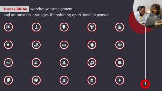 Icons Slide For Warehouse Management And Automation Strategies For Reducing Operational
