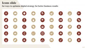 Icons Slide For Ways To Optimize Digital Strategy For Better Business Results Strategy SS V