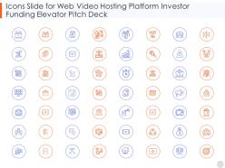 Icons slide for web video hosting platform investor funding elevator pitch deck