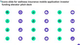 Icons Slide For Wellness Insurance Mobile Application Investor Funding Elevator Pitch Deck
