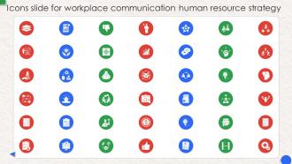 Icons Slide For Workplace Communication Human Resource Strategy Ppt Gallery Example Introduction