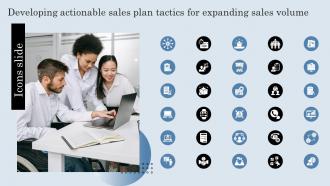 Icons Slide Fordeveloping Actionable Sales Plan Tactics For Expanding Sales Volume