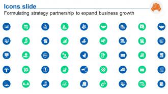 Icons Slide Formulating Strategy Partnership To Expand Business Growth Strategy SS