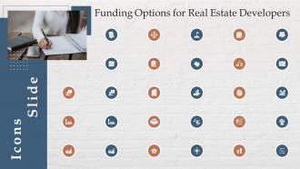 Icons Slide Funding Options For Real Estate Developers Ppt Slides Infographics