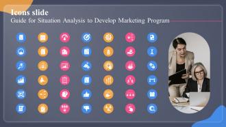 Icons Slide Guide For Situation Analysis To Develop Marketing Program MKT SS V