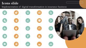 Icons Slide Implementation Of Digital Transformation In Insurance Business