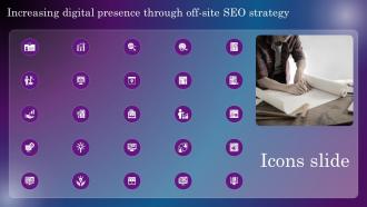Icons Slide Increasing Digital Presence Through Off-Site SEO Strategy