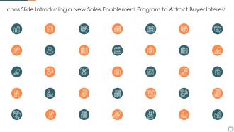 Icons slide introducing a new sales enablement program to attract buyer interest