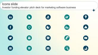 Icons Slide Investor Funding Elevator Pitch Deck For Marketing Software Business