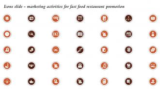 Icons Slide Marketing Activities For Fast Food Restaurant Promotion Ppt Professional