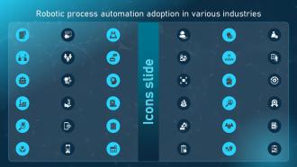 Icons Slide Robotic Process Automation Adoption In Various Industries Ppt Icon Guidelines