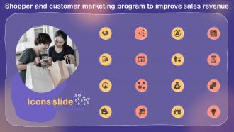 Icons Slide Shopper And Customer Marketing Program To Improve Sales Revenue