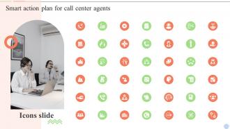 Icons Slide Smart Action Plan For Call Center Agents