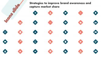Icons Slide Strategies To Improve Brand Awareness And Capture Market Share