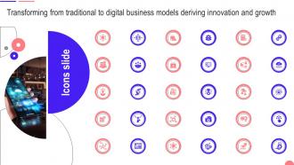 Icons Slide Transforming From Traditional To Digital Business Models Deriving Innovation And Growth DT SS