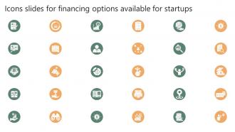 Icons Slides For Financing Options Available For Startups