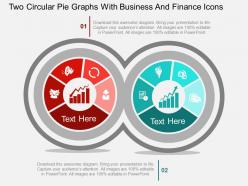 Id two circular pie graphs with business and finance icons flat powerpoint design