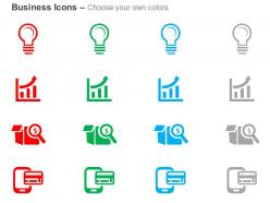 Idea bulb growth bar financial search mobile app ppt icons graphics