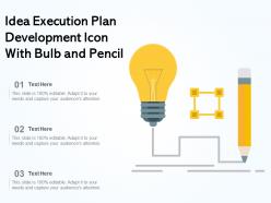 Idea execution plan development icon with bulb and pencil