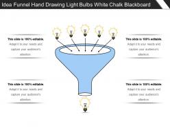 Idea funnel hand drawing light bulbs white chalk blackboard